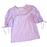 Lilac or Black Checked Puff Sleeve Ally Top