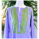 Lilac & Green Hand Embroidered Kiawah Dress