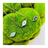 Rhinestone Evil Eye Necklaces in White, Turquoise or Navy