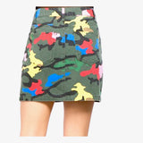 Multicolor Camo Denim Skirt