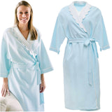 Quilted Pique Robe with Scalloped Satin Collar