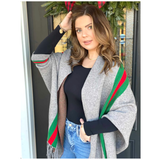 (4 colors) Red & Green Stripe Poncho Shawls