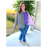 Gingham Quilted Seine Jacket with LAVENDER Lining