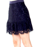 Navy Scalloped Hem Lace Skirt