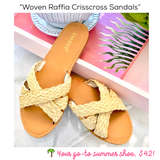 Woven Raffia Crisscross Sandals