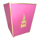 Pink Shanghai 11.5” Gold Footed Wastebasket (or Planter)