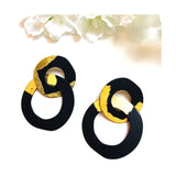 Black Resin & Metallic Gold Chainlink Earrings