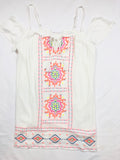 White Cold Shoulder Dress with Vibrant Embroidery
