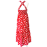 Red Daisy Ruched Strap Cotton Annabelle Dress
