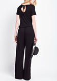 Super Soft Black OR Heather Grey t-Shirt Jumpsuit with Keyhole Back and Elastic Tie Waist