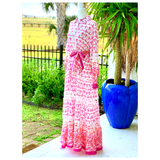 Miss June Pink & Orange Portobello Cutout Maxi Dress