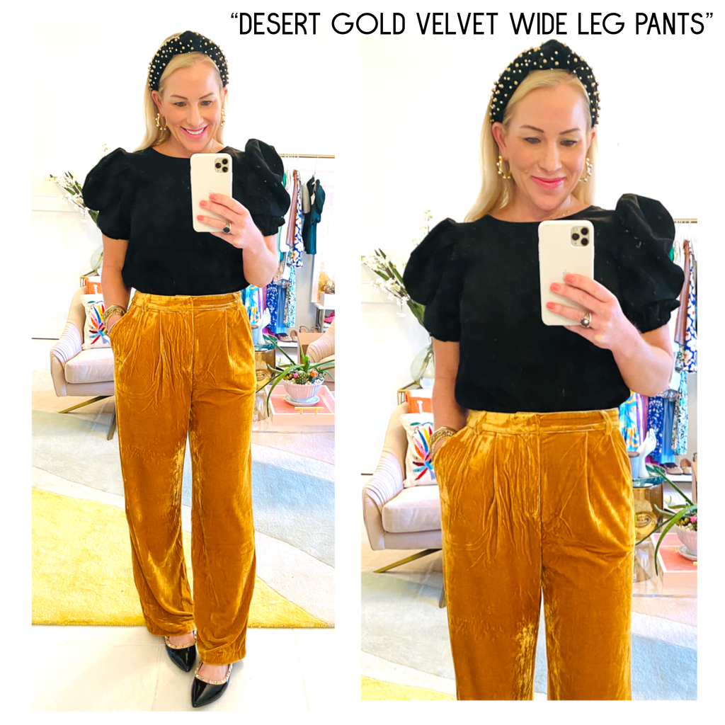 Desert Gold Velvet Wide Leg Pants - James Ascher