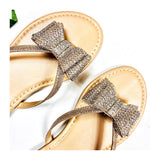 Rose Gold Rhinestone Bow Sandals