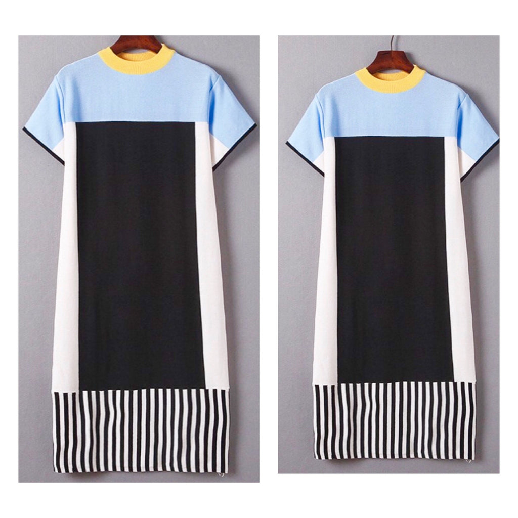 Black blue outlet yellow white dress