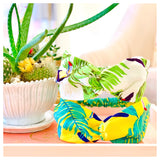 White or Yellow Linen Tropical Parrot Top Knot Hairband