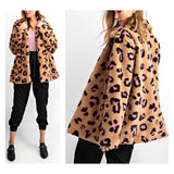 Camel Hot PINK & Black Leopard Faux Fur Swing Coat