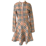 Camel Plaid Fit & Flare Logan Dress