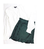 Hunter Green Ruffle Hem High Waisted A-line Skirt