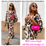 Mocha Leopard Balloon Sleeve Kaftan Dress