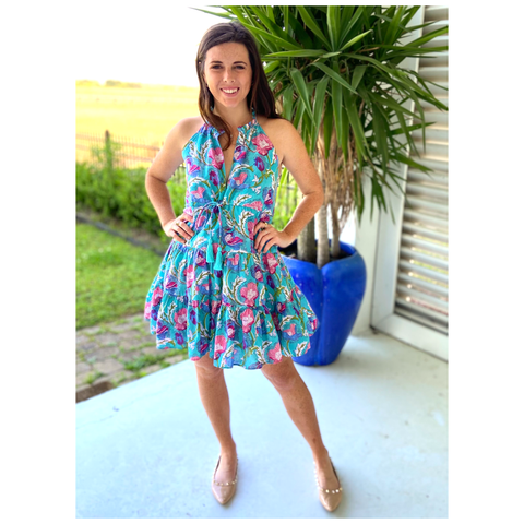 Ruffle Neck Mini Gemma Dress