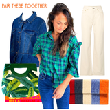 Green & Blue Ruffle Trim Tartan Plaid Baxter Top