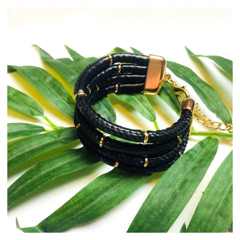 Black & Gold Multi Cord Bracelet