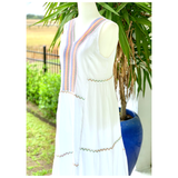 White Rainbow Embroidered Amalfi Maxi Dress