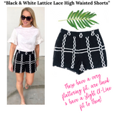 Black & White Lattice Lace High Waisted Shorts