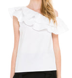White One Shoulder Tiered Ruffle Top