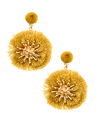 Circle Fringe Post Mount Earrings with Gold Starburst in 5 Colors