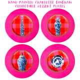 Hand Painted Charlotte Gingham Collectible Dessert Plates