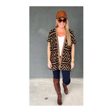 Taupe & Black Abstract Knit Poncho Vest