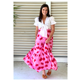 Pink & Red Floral Maru Maxi Skirt