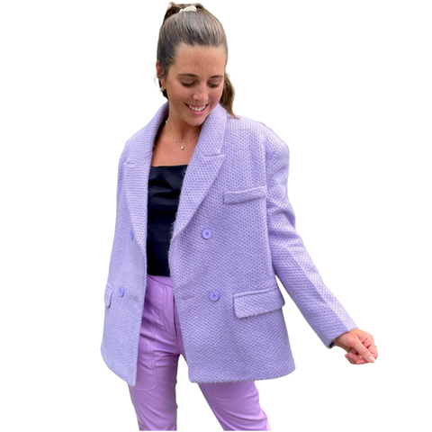 Lilac Pique Soft Wool Amaya Blazer with Quilted Interior