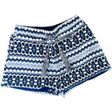 Navy & White Woven Contrast Shorts with Tassel Ties (Matching Top Sold Separately)