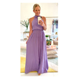 Lavender Smocked Waist & Neck Maxi Dress