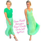 Green Pleated Barcelona Dress & Sweater Set (sold together)