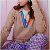 Camel Rainbow Collared Cashmere Austen Sweater