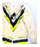 Cream Black Yellow Faux Fur Jacket