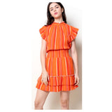 Orange Ombré Woven Ruffle Hem Skirt with Smocked Waist