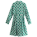 Ivory Green & Turquoise Pleated Lucky Clover Dress