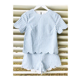 Blue Stripe Scalloped Shorts (Top Sold Separately)