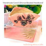 Handmade Coral & Bronze Beaded Headband