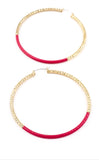 Gold Hoops with Yellow, Kelly Green OR Fuchsia Overlay
