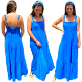 Blue OR Red Cotton Gauze Blakely Maxi Dress