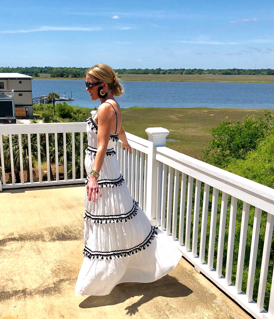 White Dress with Ric Rac Trim – Bayou Blanks