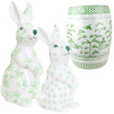 12.5” & 6.5” Porcelain Bunnies & Stool