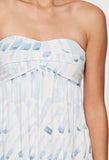 Blue and White Strapless Maxi Dress
