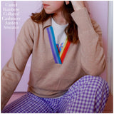 Camel Rainbow Collared Cashmere Austen Sweater