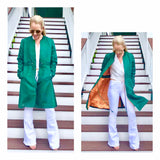 Emerald Green A-Line Bomber Jacket with Orange Contrast Lining